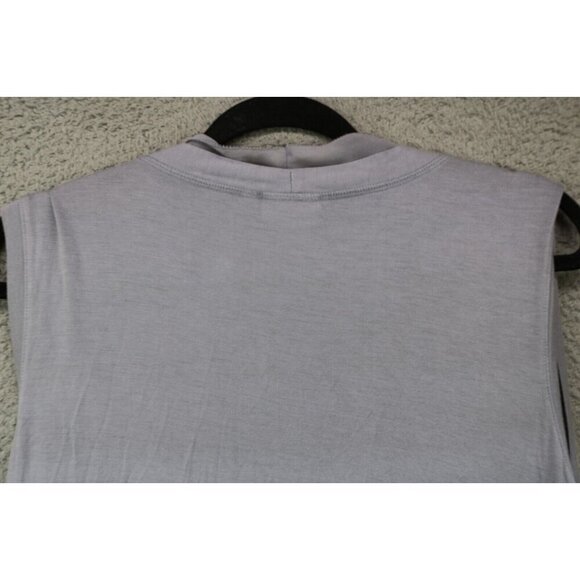 LOGO by Lori Goldstein Sleeveless Gray Silky Open Front Overlay-1X-Boho-Pockets - Picture 14 of 14